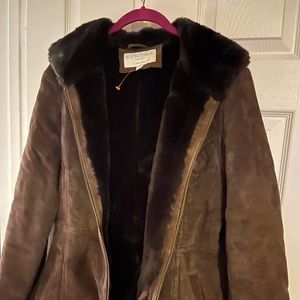 Sonoma, brown suede jacket with hood.